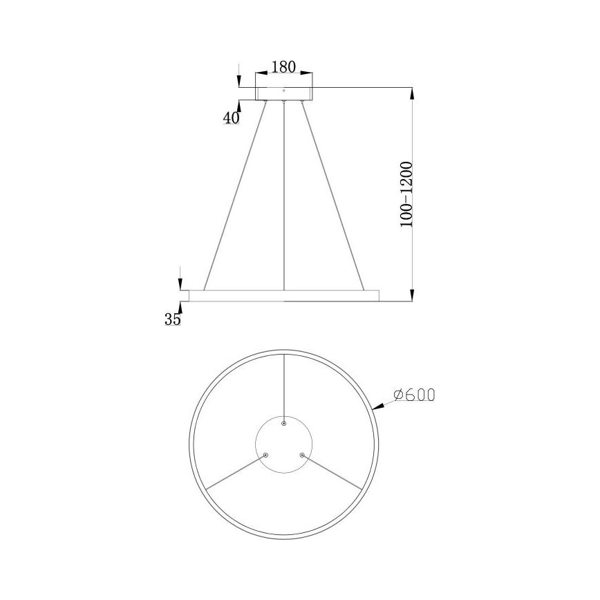 Maytoni MOD058PL-L32B3K - LED-Kronleuchter an Aufhängung RIM LED/37W/230V 3000K d 60 cm schwarz