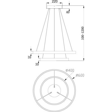 Maytoni MOD058PL-L55B3K - LED-Kronleuchter an Aufhängung RIM LED/61W/230V 3000K d 60 cm schwarz