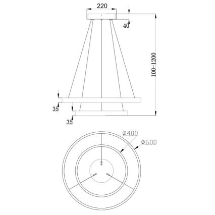 Maytoni MOD058PL-L55BS3K - LED-Kronleuchter an Aufhängung RIM LED/61W/230V 3000K d 60 cm golden