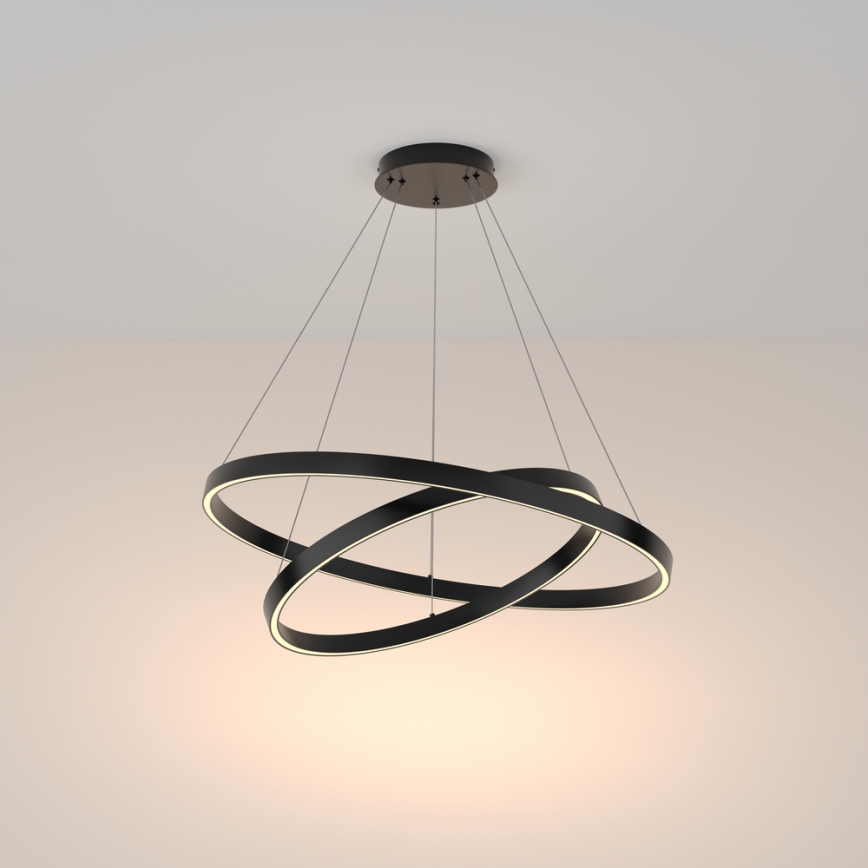Maytoni MOD058PL-L74B3K - LED-Kronleuchter an Aufhängung RIM LED/88W/230V 3000K d 80 cm schwarz