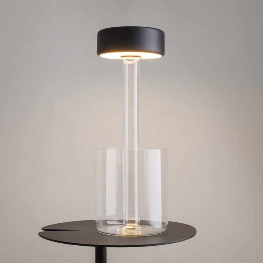 Maytoni MOD229TL-L3B3K1 - LED dimmbare, wiederaufladbare tragbare Tischlampe LED/3W/5V 2200-4000K 2000 mAh schwarz/klar