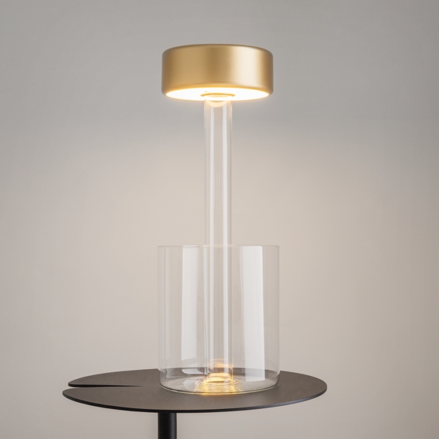 Maytoni MOD229TL-L3G3K1 - LED dimmbare, wiederaufladbare tragbare Tischlampe LED/3W/5V 2200-4000K 2000 mAh gold/klar