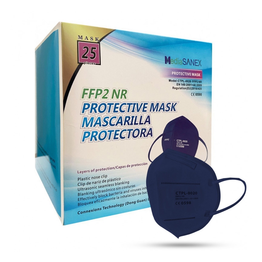 Media Sanex Atemschutzmaske FFP2 NR / KN95 Dunkelblau 100 Stk.