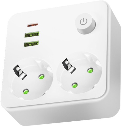Mehrfachsteckdose mit Schalter LINEA 2x230V + 3x USB-A/-C SCHUKO weiß