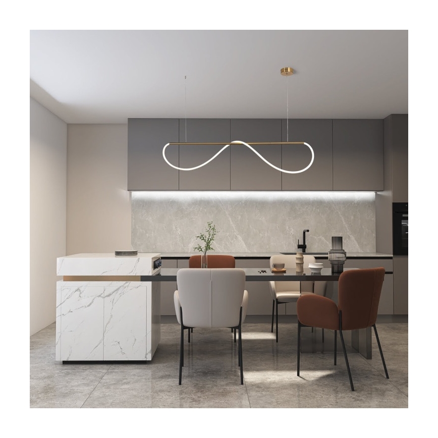 MELECA LED-Pendelleuchte mit Seilaufhängung, 36W/230V, 3000/4000/6000K, 160 cm, goldfarben