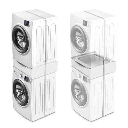 Meliconi 656112 - Zwischenbausatz für Waschmaschine und Trockner mit ausziehbarem Aufbewahrungsfach, 28 l, weiß