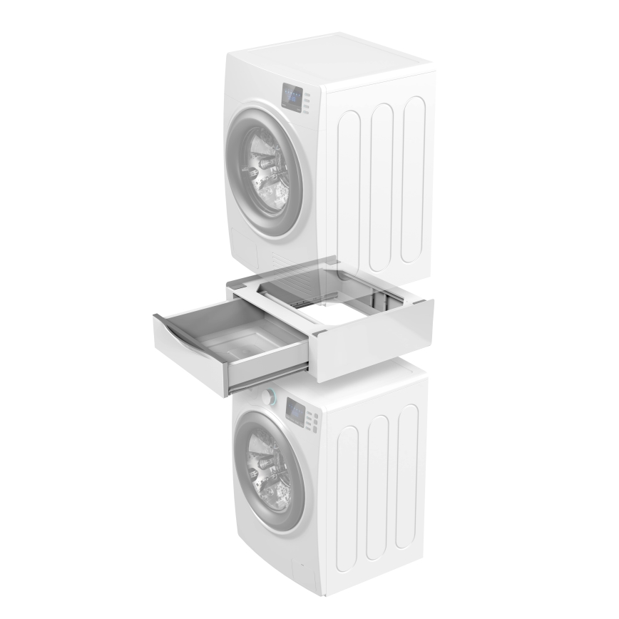 Meliconi 656112 - Zwischenbausatz für Waschmaschine und Trockner mit ausziehbarem Aufbewahrungsfach, 28 l, weiß