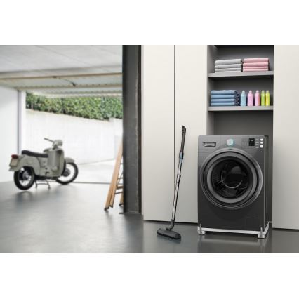 Meliconi 656149 - Antivibrationsunterlage für Waschmaschine mit ausziehbaren Rollen, 47 cm, weiß