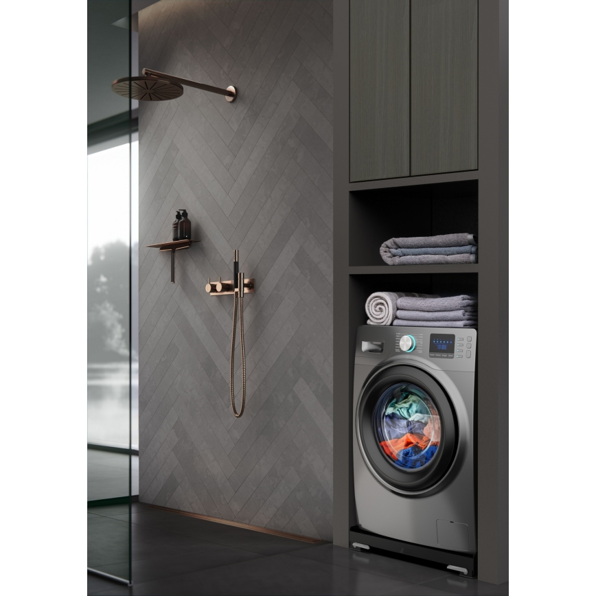 Meliconi 656168 - Antivibrationsmatte für Waschmaschine mit ausziehbaren Rollen, 47 cm, schwarz