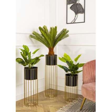 Metall-Blumentopf LOFT 42x20 cm golden/schwarz