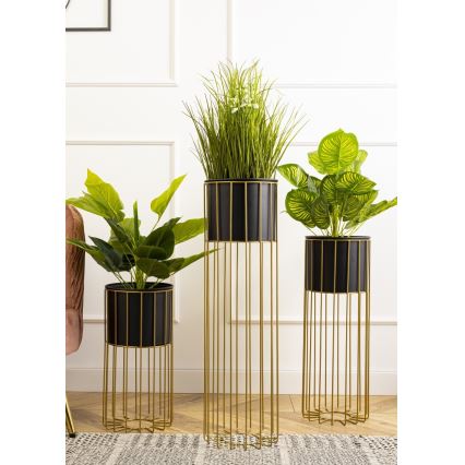 Metall-Blumentopf LOFT 42x20 cm golden/schwarz