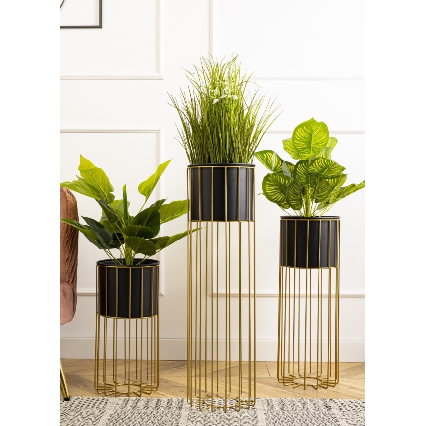 Metall-Blumentopf LOFT 42x20 cm golden/schwarz