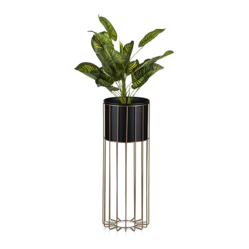 MetallBlumentopf LOFT 55x20 cm golden/schwarz Beleuchtung.de
