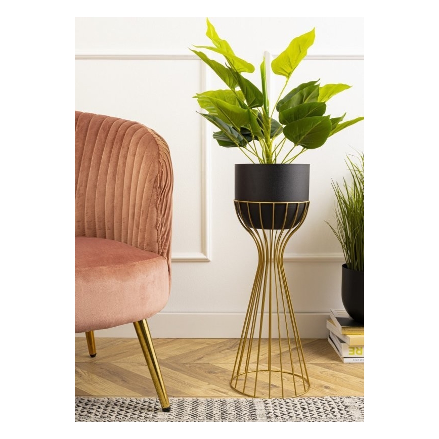 Metall-Blumentopf LOFT 56x20 cm golden/schwarz