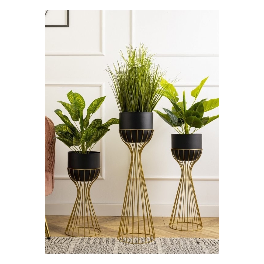 Metall-Blumentopf LOFT 56x20 cm golden/schwarz
