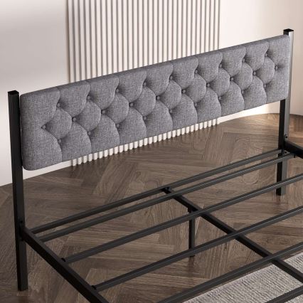Metall-Doppelbett KAROM 160x200 cm, grau, belastbar bis 200 kg