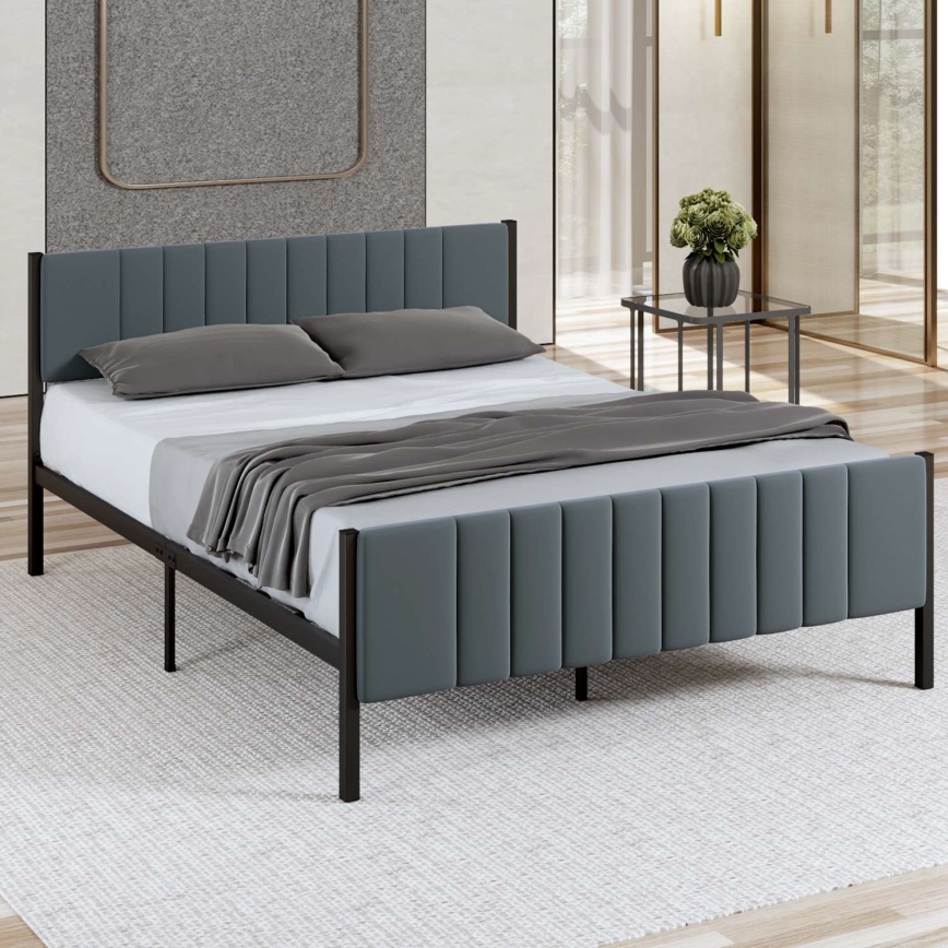 Metall-Doppelbett LUNOR 140x200 cm, anthrazit, Belastbarkeit 200 kg