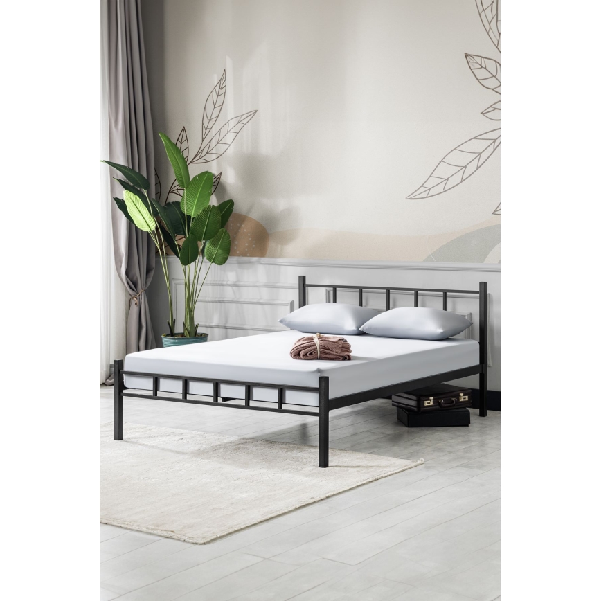 Metall-Doppelbett ORMEL 120x200 cm, schwarz, Belastbarkeit 120 kg