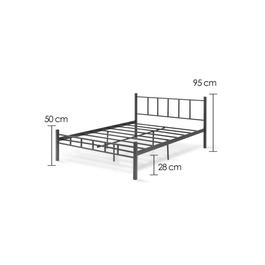 Metall-Doppelbett ORMEL 120x200 cm, schwarz, Belastbarkeit 120 kg