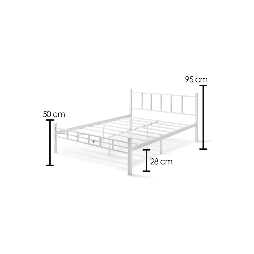 Metall-Doppelbett ORMEL 160x200 cm, weiß, Belastbarkeit 200 kg