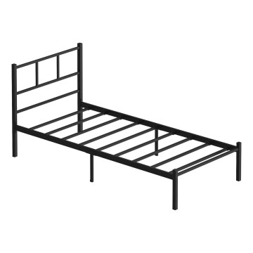 Metall-Einzelbett ROVAN 90x200 cm, schwarz, Belastbarkeit 120 kg