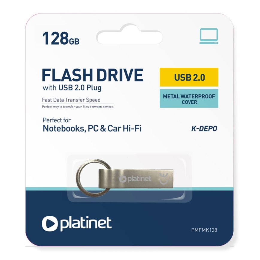 Metall wasserdicht Flash Disk USB 128GB matt Chrom