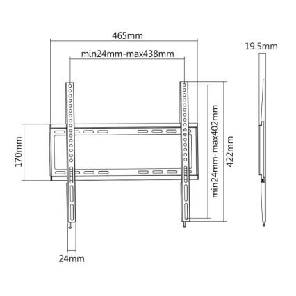 MK FLORIA MKF-20DF447 - Fester Wandhalter für TV 65 Schwarz