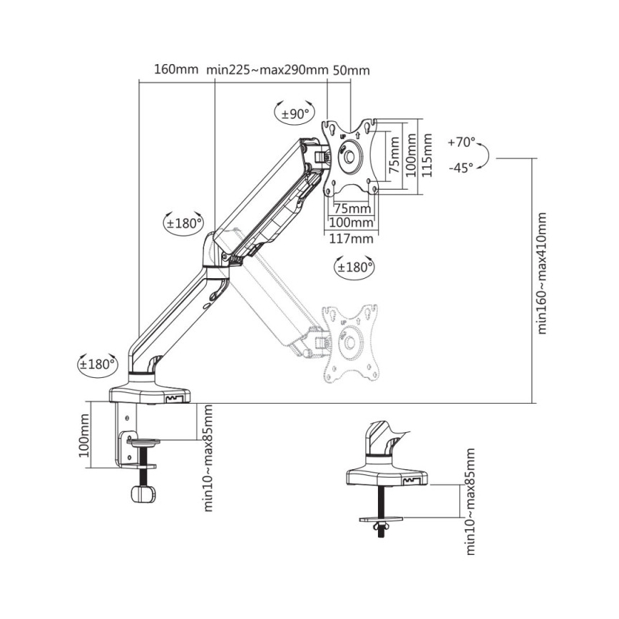 MK FLORIA MKF-21DP113S2 - Verstellbare Monitorhalterung 32 schwarz