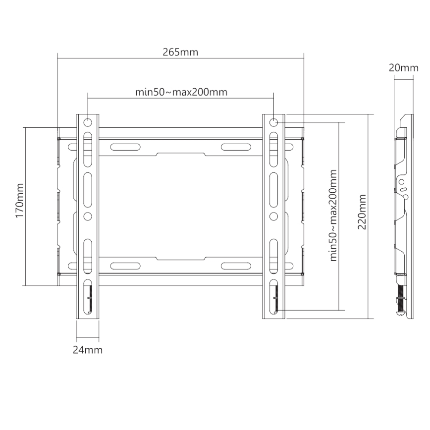 MK FLORIA MKF-23DF223 - Feste TV-Wandhalterung 46" schwarz