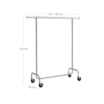 Mobiler Garderobenständer JEAN 110/150x160x45 cm silber