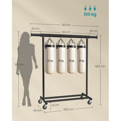 Mobiler Garderobenständer LINEA, schwarz