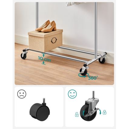 Mobiler Garderobenständer LINEA, silber