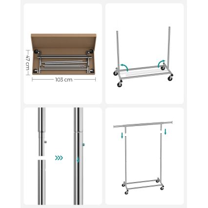 Mobiler Garderobenständer LINEA, silber