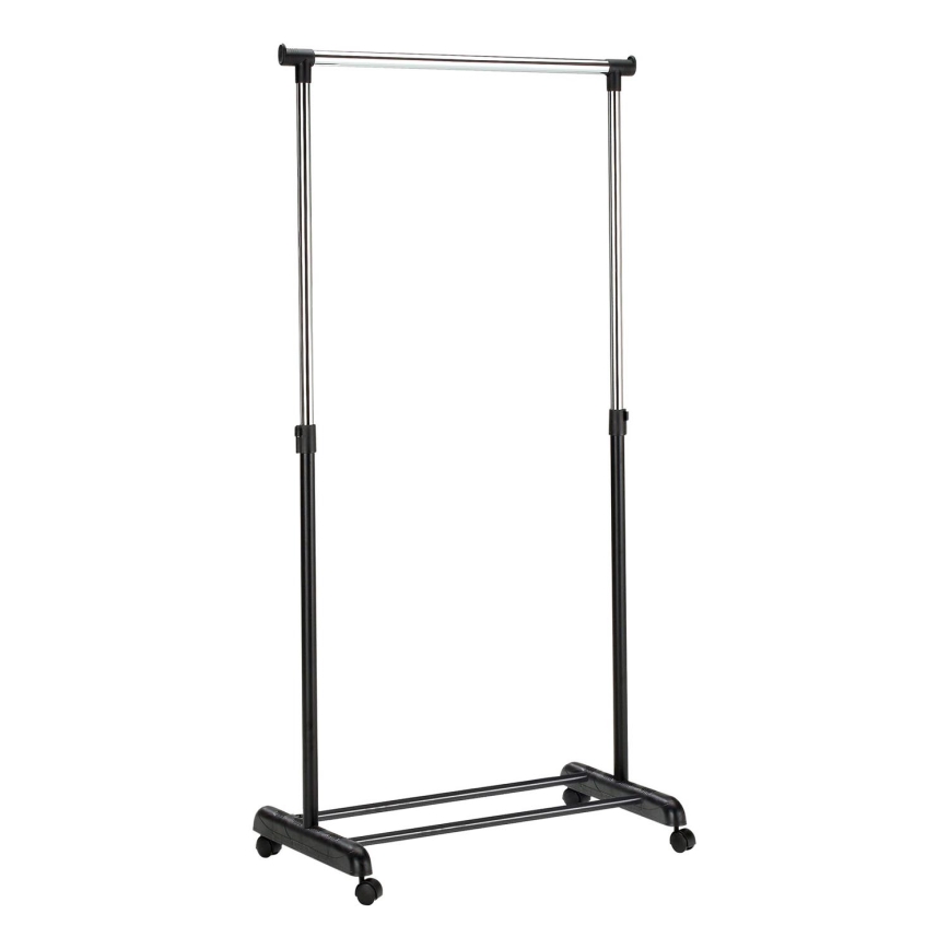 Mobiler Metall-Garderobenständer 170x88 cm schwarz/glänzendes Chrom