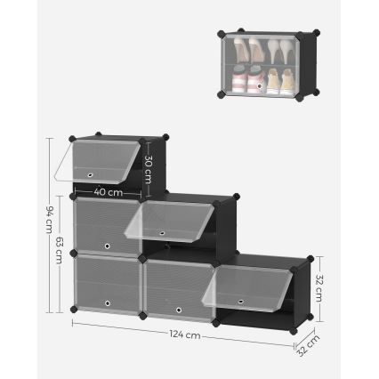Modulares Regal mit Fächern BOXIFY schwarz