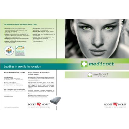 Monarch - Doppelseitige orthopädische Matratze PAVIA 90x200 cm Bezug Silver Medicott