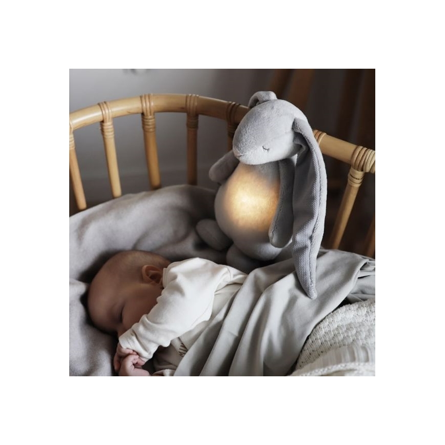 Moonie - Kuscheltier mit Melodie und Licht Häschen silbern