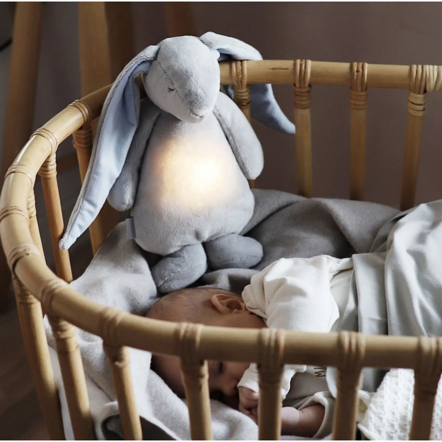 Moonie - Kuscheltier mit Melodie und Licht Häschen silbern