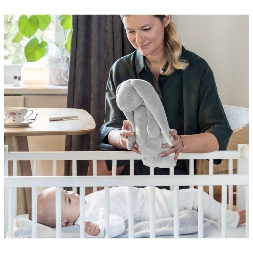 Moonie - Kuscheltier mit Melodie und Licht Häschen silbern