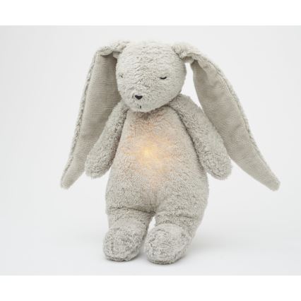 Moonie - Kuscheltier mit Melodie und Licht Hase 2.0 organic grau