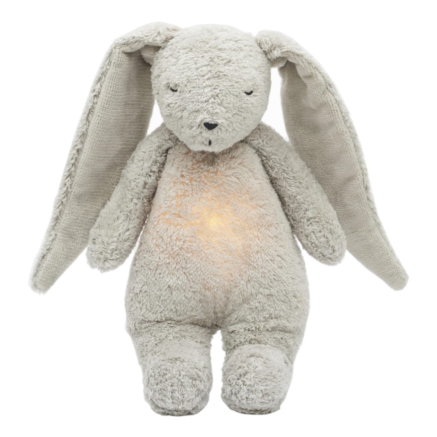 Moonie - Kuscheltier mit Melodie und Licht Hase ökologisch grau Natur
