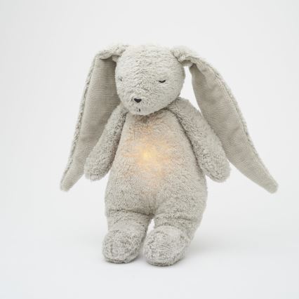 Moonie - Kuscheltier mit Melodie und Licht Hase ökologisch grau Natur