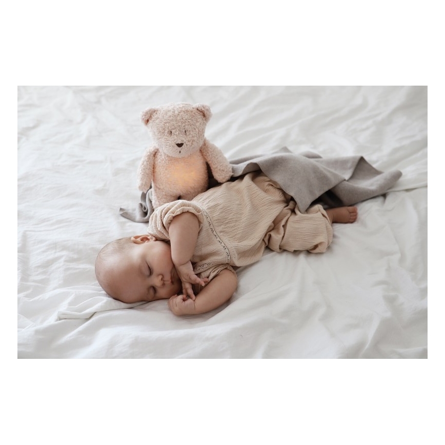 Moonie - Kuscheltier mit Melodie und Licht kleiner Teddybär öko rosa Natur