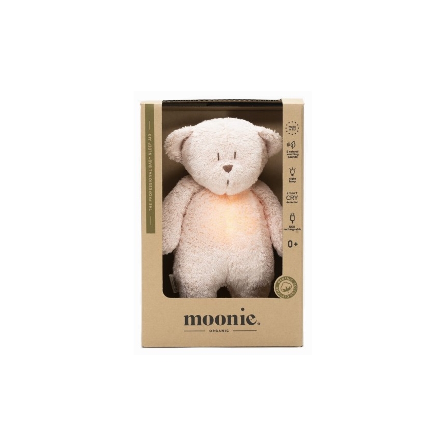 Moonie - Kuscheltier mit Melodie und Licht kleiner Teddybär öko rosa Natur