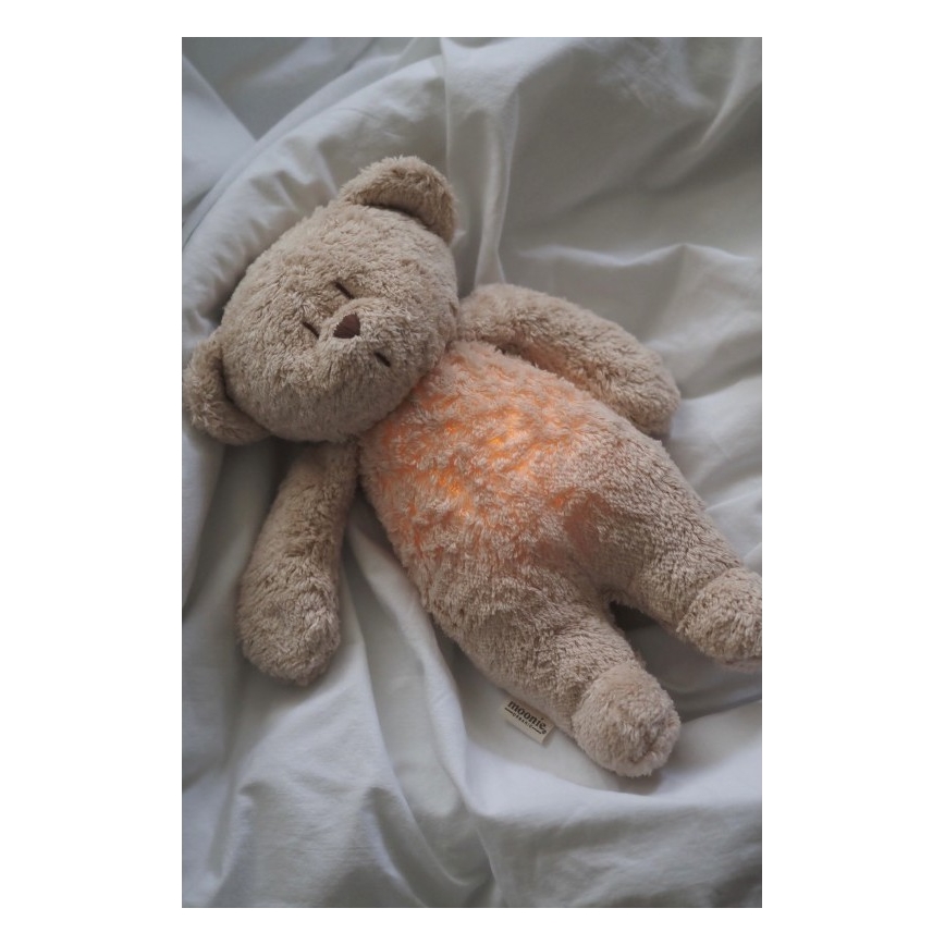 Moonie - Kuscheltier mit Melodie und Licht kleiner Teddybär öko sandfarben Natur