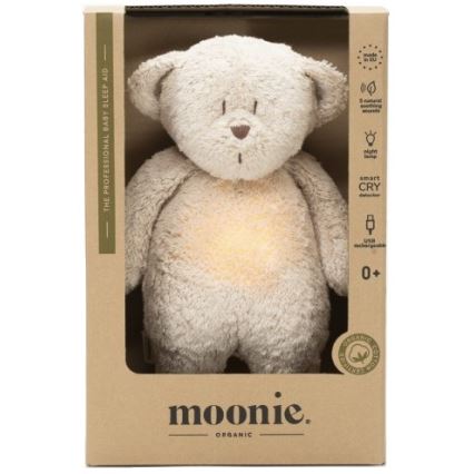 Moonie - Kuscheltier mit Melodie und Licht kleiner Teddybär öko sandfarben Natur