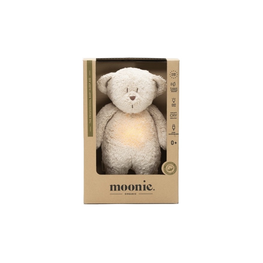 Moonie - Kuscheltier mit Melodie und Licht kleiner Teddybär öko sandfarben Natur