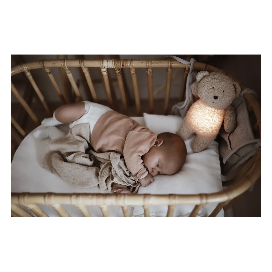 Moonie - Kuscheltier mit Melodie und Licht Teddybär Bio grau Natur