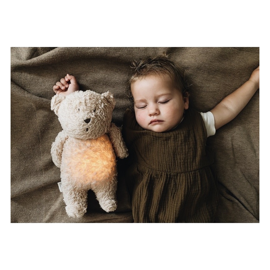 Moonie - Kuscheltier mit Melodie und Licht Teddybär Bio grau Natur