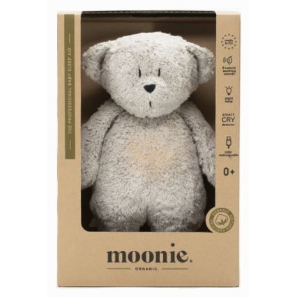 Moonie - Kuscheltier mit Melodie und Licht Teddybär Bio grau Natur